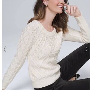 🤍 White House Black Market Pearl Cable Knit Sweater